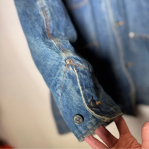 VINTAGE Polo Ralph Lauren authentic Denim Chore Flannel Lined jacket coat L USA! - Picture 7 of 16